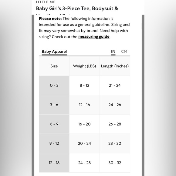 NWT LITTLE ME Baby Girl's 3-Piece Tee, Bodysuit & Headband Set- Size 6M - Picture 12 of 12